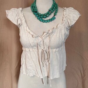 Z Supply Cream Ruffle Blouse